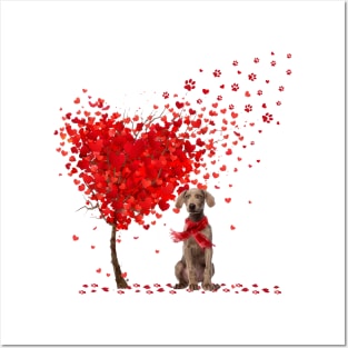 Happy Valentine's Day Heart Tree Love Weimaraner Posters and Art